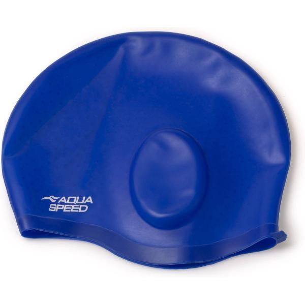 Foto van Aqua Speed Siliconen Badmuts Comfort - Zwemmuts met speciale uitsparing voor de oren One Size - Blauw