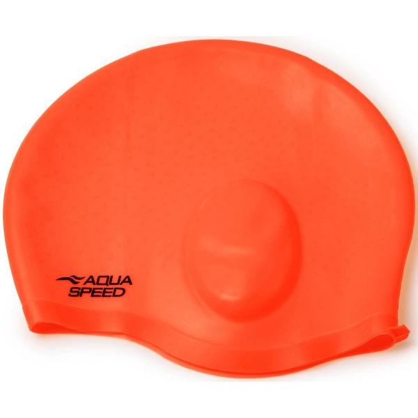 Foto van Aqua Speed Siliconen Badmuts Comfort - Zwemmuts met speciale uitsparing voor de oren One Size - Oranje
