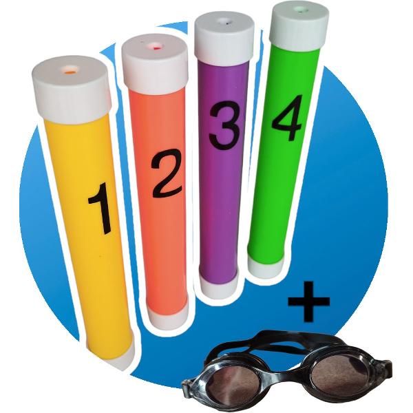 Foto van Jobber Playground Duikstaafjes + gratis duikbril kinderen - Zwembad Speelgoed - Willekeurige kleur