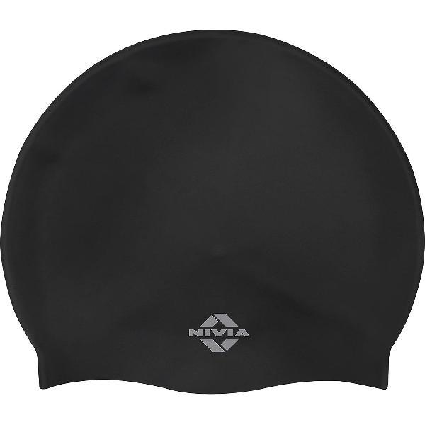 Foto van Nivia Classic Silicone Swimming Cap for Junior (Black) Protecting Hair | Sun Exposure