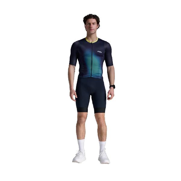 Foto van 2XU Aero Hex Tri top korte mouw Midnight/Cool Matcha Heren L