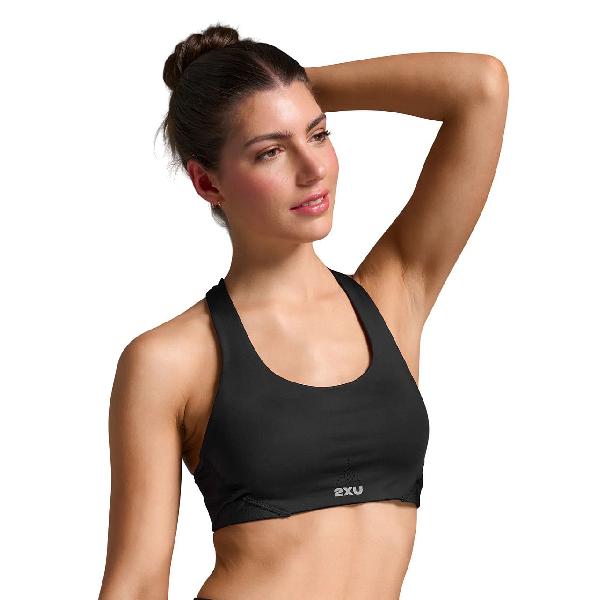 Foto van 2XU Aero Mesh Medium Impact Bra Black/Silver Reflective Dames