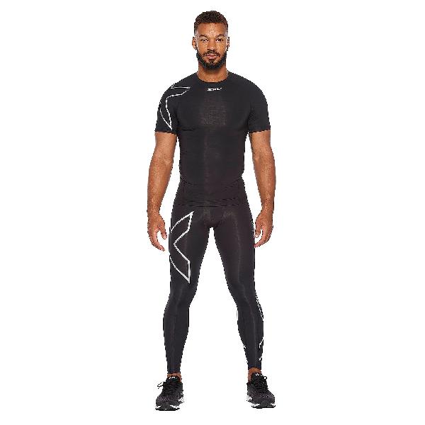 Foto van 2XU Core Compression hardloopshirt korte mouw Black/Silver heren
