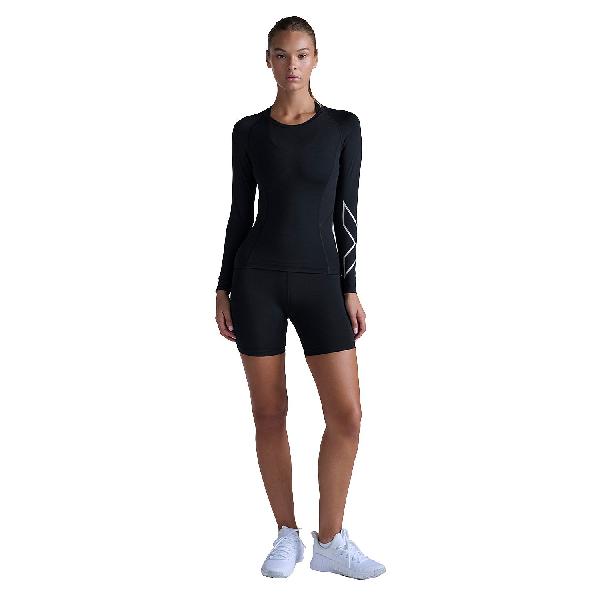 Foto van 2XU Core Compression hardloopshirt lange mouw Black/Silver dames