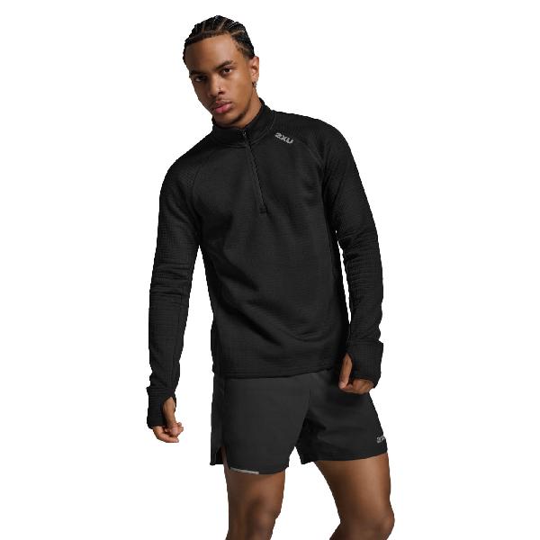 Foto van 2XU Ignition Hyper-Haptic 1/4 Zip Black/Silver Reflective Heren XL