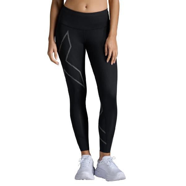 Foto van 2XU Light Speed Mid-Rise Compression hardloopbroek Zwart Reflecterend Dames M