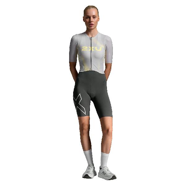 Foto van 2XU Light speed react trisuit korte mouw Lemon Ice/Jupiter dames