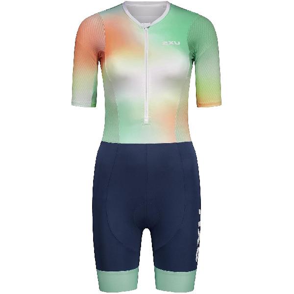 Foto van 2XU Trisuit Aero Hex korte mouw jelly mint/majol Dames