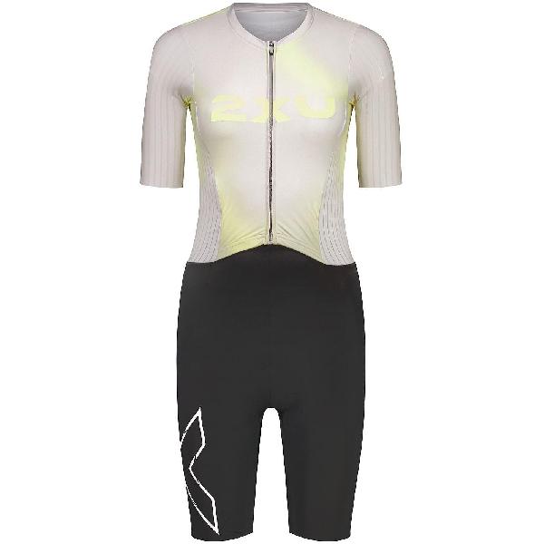 Foto van 2XU Trisuit Light speed react korte mouw lemon ice/jupiter dames