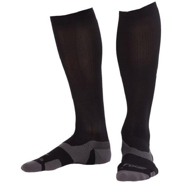 Foto van 2XU Vectr merino LC Full Lenght compressie hoge sokken zwart/grijs L1