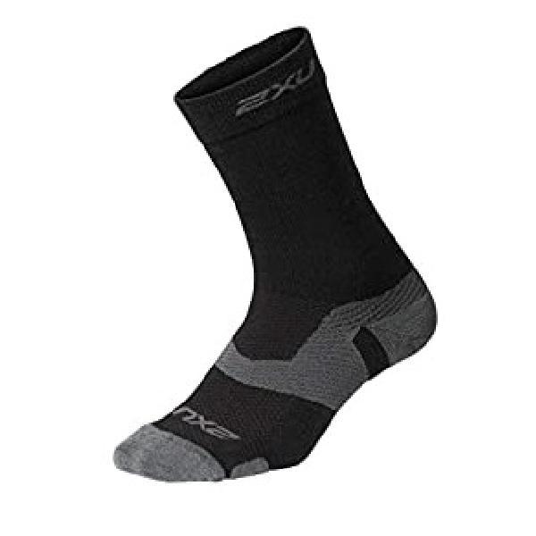 Foto van 2XU Vectr merino LC crew compressie hoge sokken zwart/grijs XL