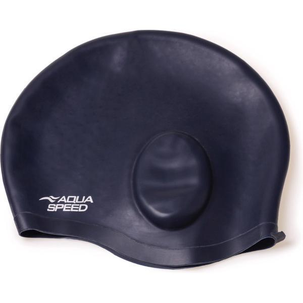 Foto van Aqua Speed Siliconen Badmuts Comfort - Zwemmuts met speciale uitsparing voor de oren One Size - Marineblauw