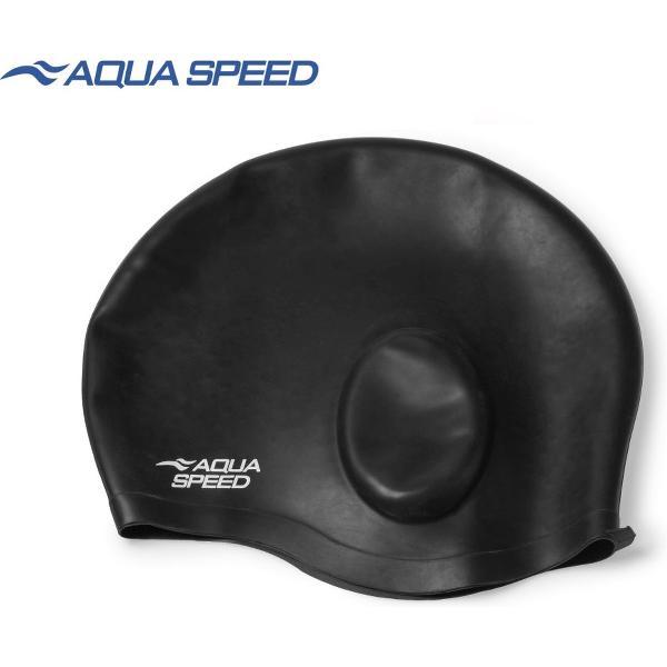 Foto van Aqua Speed Siliconen Badmuts Comfort - Zwemmuts met speciale uitsparing voor de oren One Size - Zwart