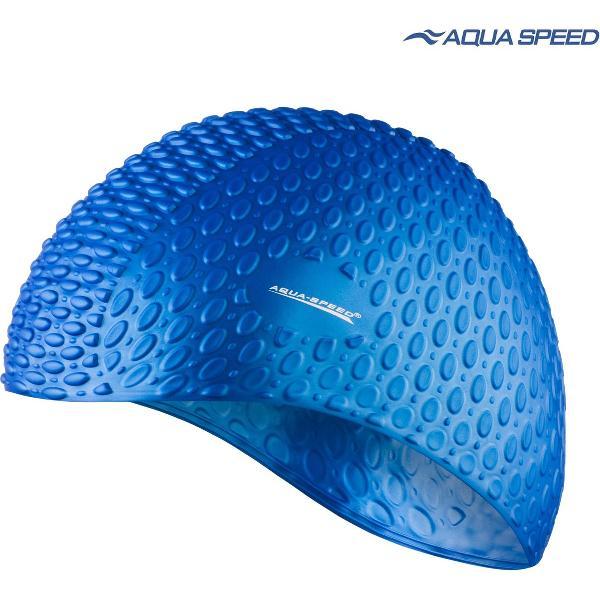 Foto van Aqua Speed Siliconen Bubble Badmuts - geschikt voor lang haar - Blauw One Size