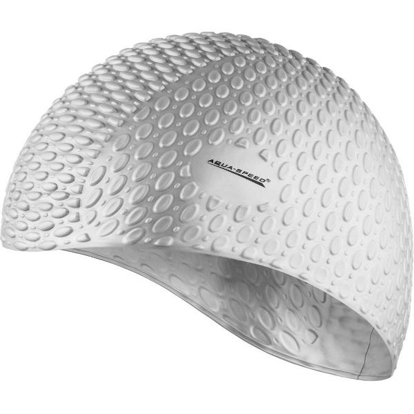 Foto van Aqua Speed Siliconen Bubble Badmuts - geschikt voor lang haar - Zilvergrijs One Size