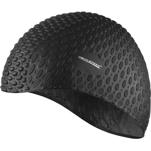 Foto van Aqua Speed Siliconen Bubble Badmuts - geschikt voor lang haar - Zwart One Size
