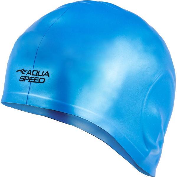 Foto van Aqua Speed Siliconen Zwem- en Badmuts - Comfortabel, Extra Groot voor Lang Haar, Met Speciale Ooruitsparing - Lichtblauw