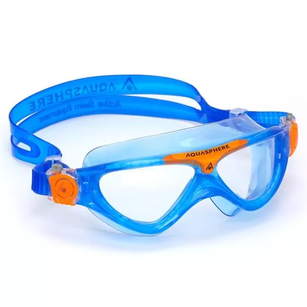 Foto van Aqua Sphere Vista Junior transparante lens zwembril blauw/oranje