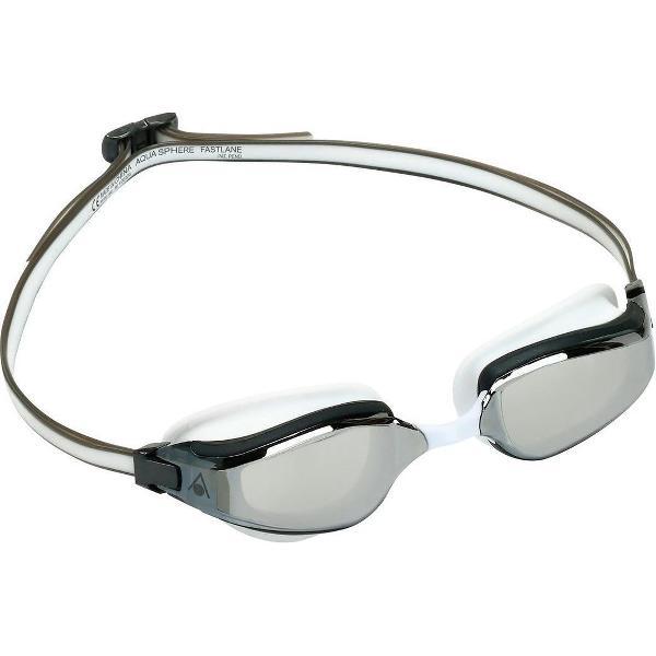 Foto van Aquasphere Fastlane - Zwembril - Volwassenen - Silver Mirrored Lens - Wit/Grijs