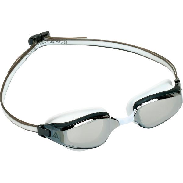 Foto van Aquasphere Fastlane - Zwembril - Volwassenen - Silver Titanium Mirrored Lens - Wit/Grijs