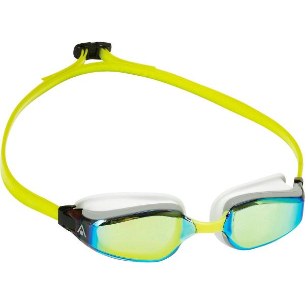 Foto van Aquasphere Fastlane - Zwembril - Volwassenen - Yellow Titanium Mirrored Lens - Wit/Geel