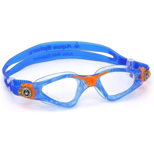 Foto van Aquasphere Kayenne Junior - Zwembril - Kinderen - Clear Lens - Blauw/Oranje