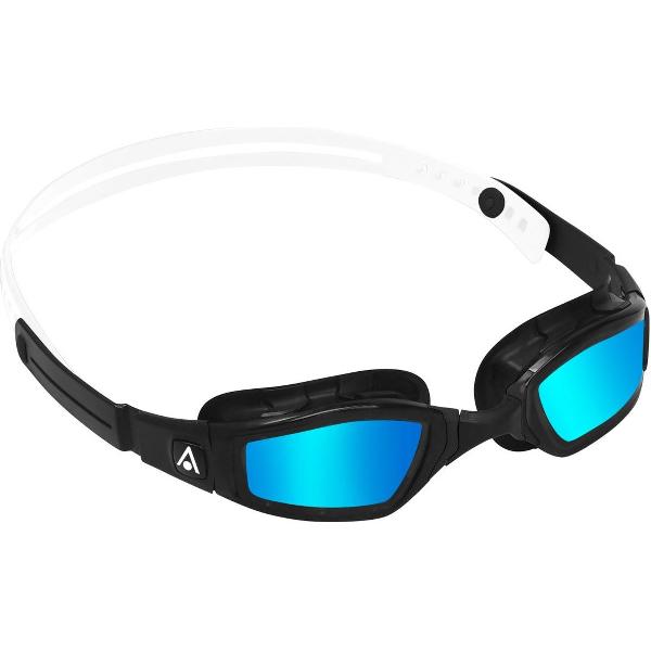Foto van Aquasphere Ninja - Zwembril - Volwassenen - Blue Titanium Mirrored Lens - Zwart/Wit