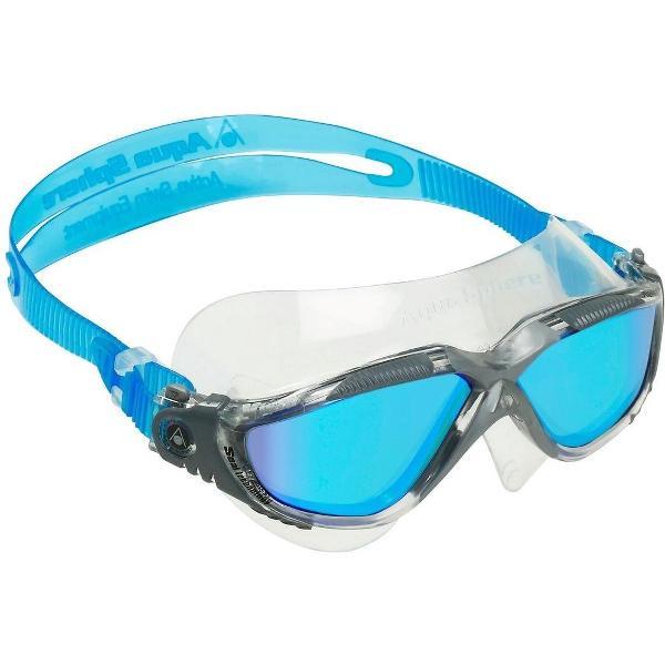 Foto van Aquasphere Vista - Zwembril - Volwassenen - Blue Titanium Mirrored Lens - Transparant/Grijs