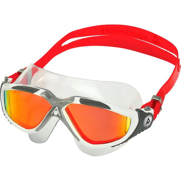 Foto van Aquasphere Vista - Zwembril - Volwassenen - Red Titanium Mirrored Lens - Wit/Rood