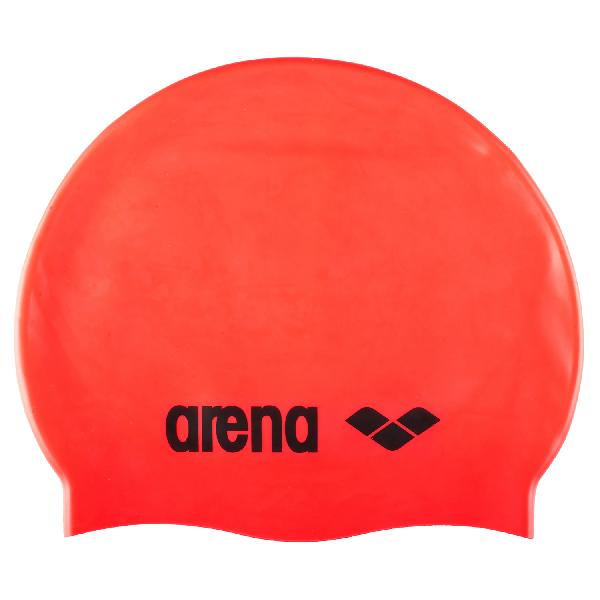 Foto van Arena Classic Silicone swimcap fluo red/zwart