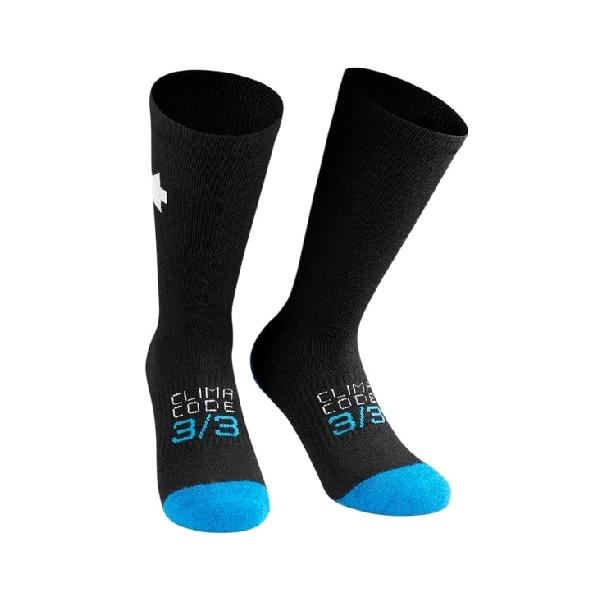 Foto van Assos Ultraz winter P1 fietssokken zwart/blauw unisex II