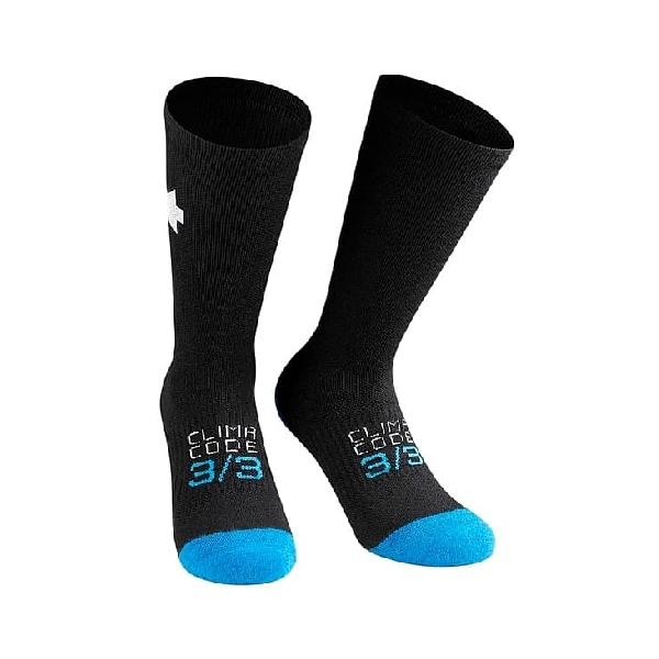 Foto van Assos Ultraz winter P1 fietssokken zwart/blauw unisex