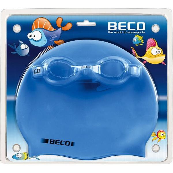 Foto van BECO kinder zwembril met badmuts - blauw - starter set