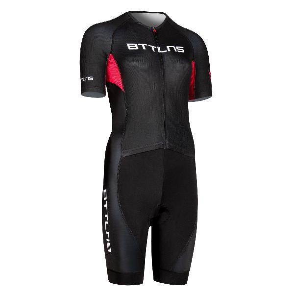Foto van BTTLNS Chimera 1.0 basic trisuit korte mouw zwart/roze dames M