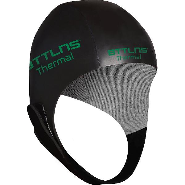 Foto van BTTLNS Neopreen badmuts - Badmuts - 3.5mm Thermische neopreen - Voor tussen seizoenen - Intern thermische voering - verstelbaar klittenband - Zethes 1.0 - Groen - M