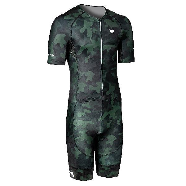 Foto van BTTLNS Typhon 2.0 CAMOU trisuit korte mouw Honorous Dark Green heren