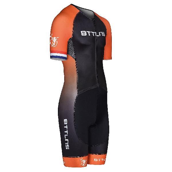 Foto van BTTLNS Typhon 2.0 trisuit korte mouwen 2022 zwart/oranje heren