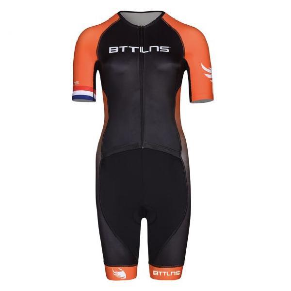 Foto van BTTLNS Typhon 2.0 trisuit korte mouwen zwart/oranje dames XS