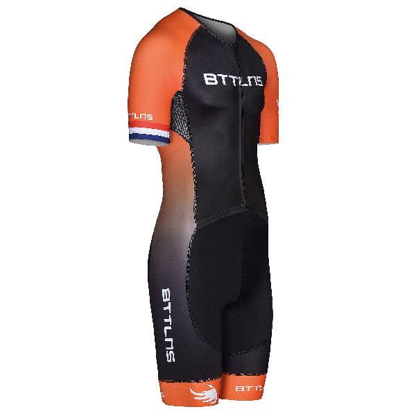 Foto van BTTLNS Typhon 2.0 trisuit korte mouwen zwart/oranje heren