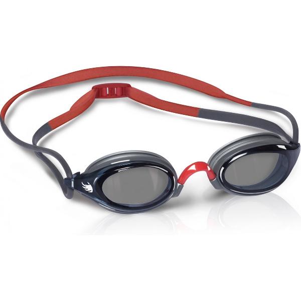Foto van BTTLNS Zwembril - Getinte lenzen - Gemakkelijk te verstellen - High-tech waterdichte pasvorm - Anti-condens lenzen - Tyraxes 1.0 - Zilver/Rood