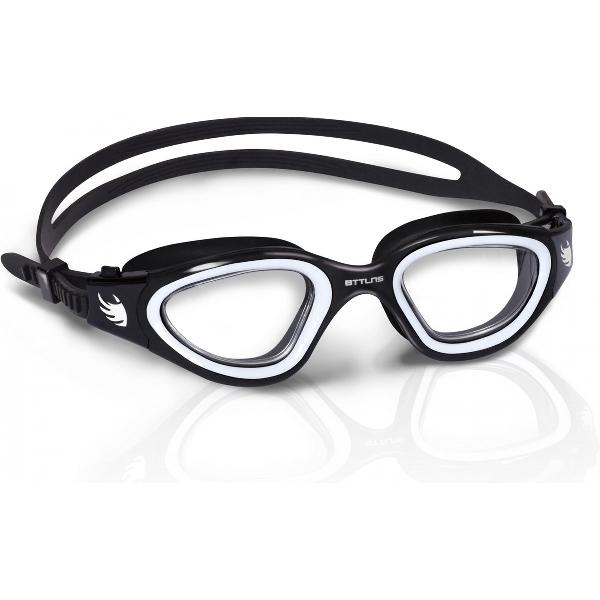 Foto van BTTLNS Zwembril - Transparante lens - Duurzaam zacht silicone materiaal - Anti-condens lenzen - Multi-functioneel - Face Fit Technology - Ghiskar 1.0 - Wit