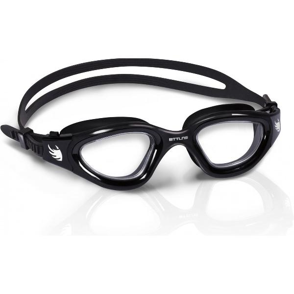 Foto van BTTLNS Zwembril - Transparante lens - Duurzaam zacht silicone materiaal - Anti-condens lenzen - Multi-functioneel - Face Fit Technology - Ghiskar 1.0 - Zwart