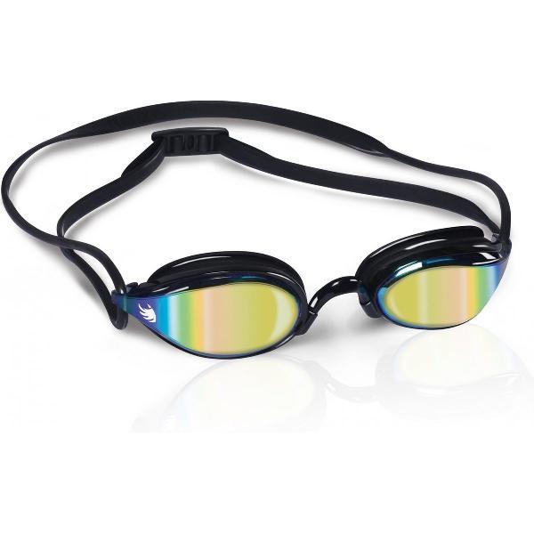 Foto van BTTLNS zwembril - Getinte lenzen - Shape to face ontwerp - Anti-condens lenzen - Vervangbare neusbrug - Inclusief zakje voor zwembril - Shrykos 1.0 - Regenboog
