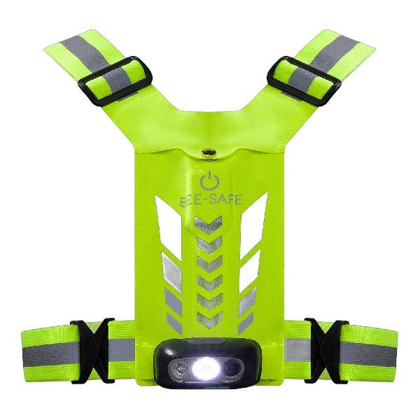 Foto van Bee Safe Led Harness USB Phone Pocket Glow led harnas lime