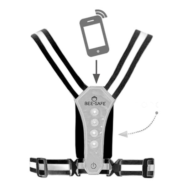 Foto van Bee Safe Led Harness USB Phone Pocket led harnas zilver