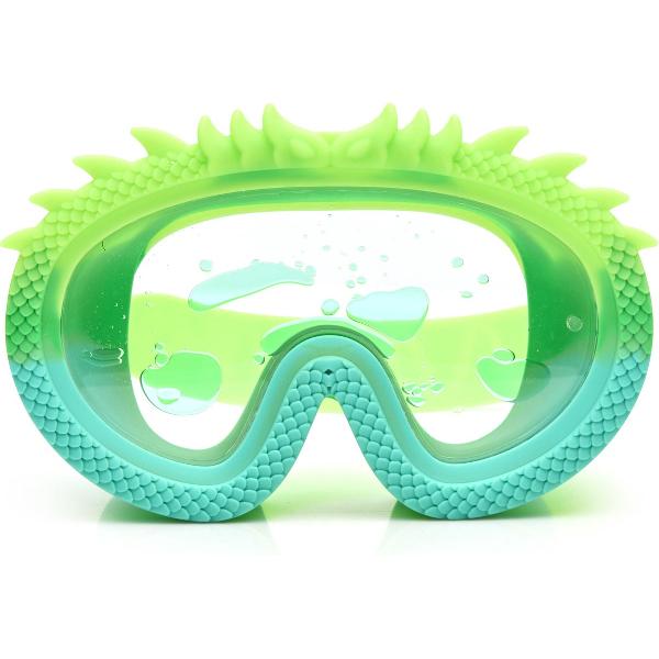 Foto van Bling2o ZWEMMASKER: GREEN GLIDER, blauw, groen, siliconen, aanpasbare hoofdband, 100% UV bescherming, anti-condens, in doorzichtige bewaardoos, 6+