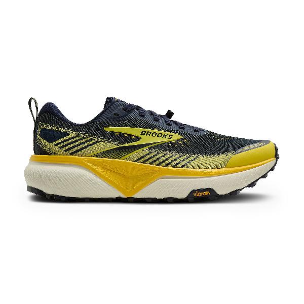 Foto van Brooks Cascadia 20 hardloopschoenen Navy/Cyber Yellow/Grey heren