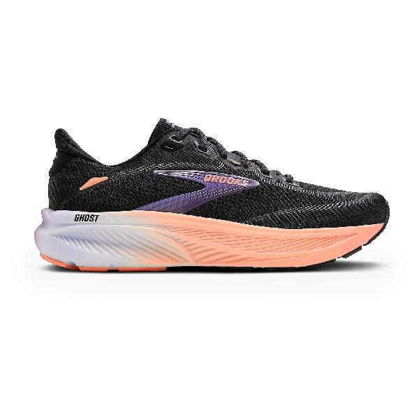 Foto van Brooks Ghost 18 hardloopschoenen Black/Mulled Grape/Peach dames