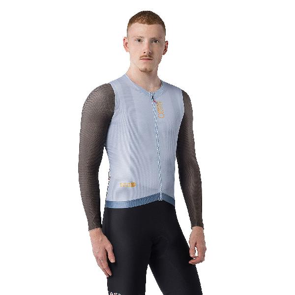 Foto van Castelli Corretto fietsshirt lange mouw steel fade/chestnut-vivid orange heren