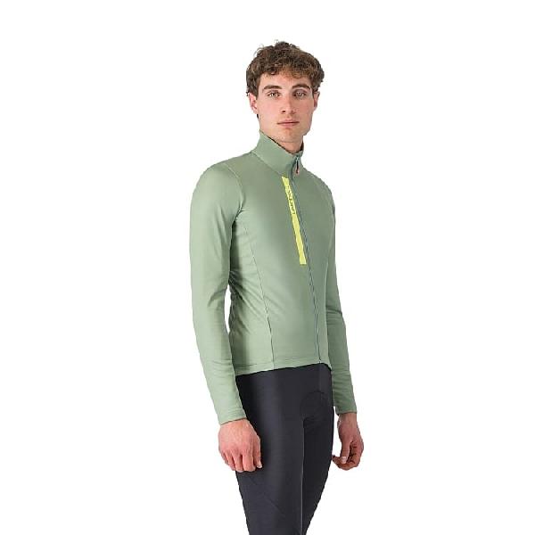 Foto van Castelli Entrata Thermal fietsshirt lange mouw green pepper heren